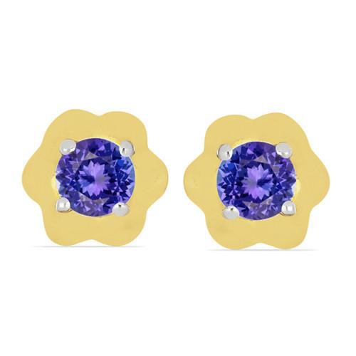 BUY 14K GOLD NATURAL TANZANITE SINGLE STONE EARRINGS